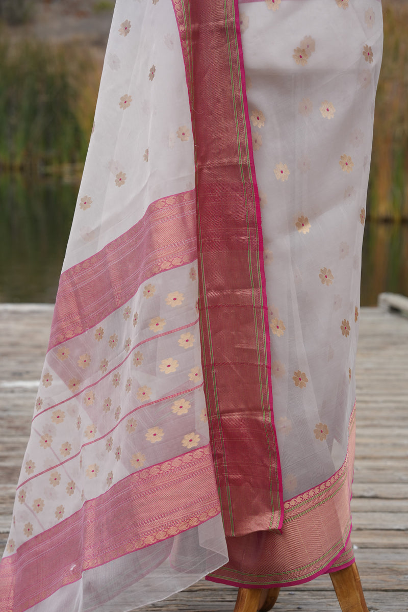 Light Grey Chanderi Sari