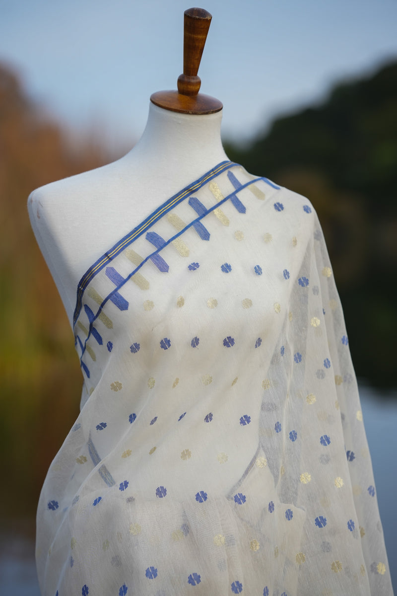 The Santorini Jamdani saree