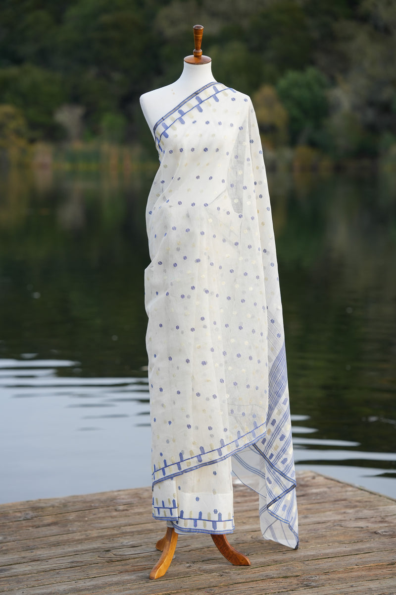 The Santorini Jamdani saree