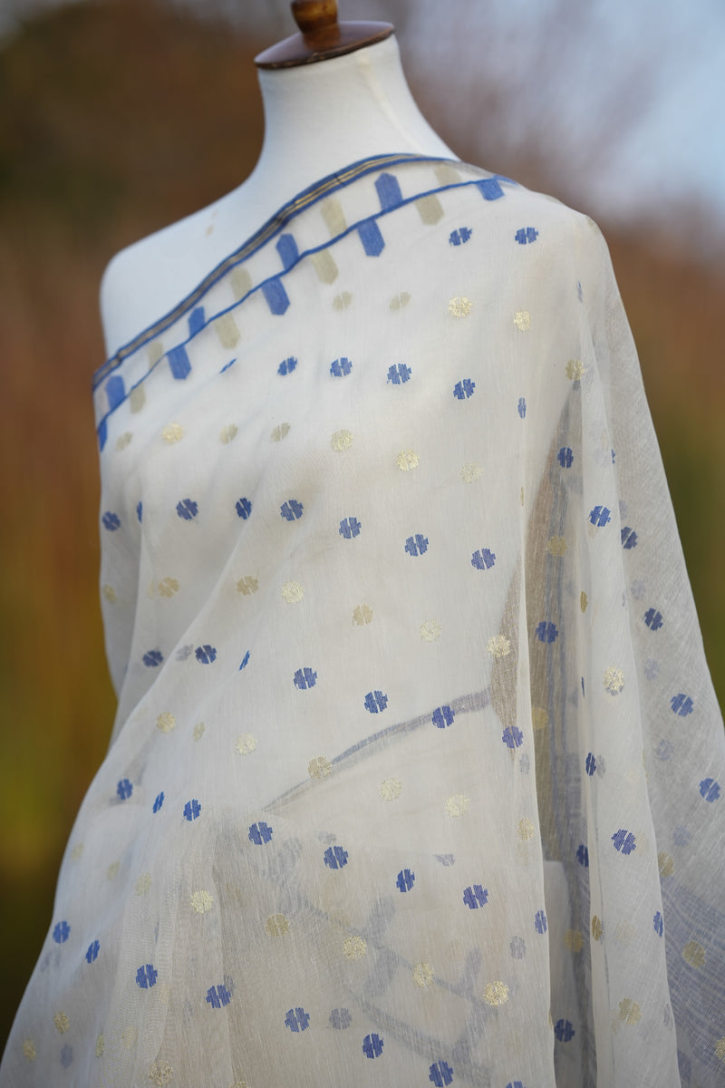 The Santorini Jamdani saree