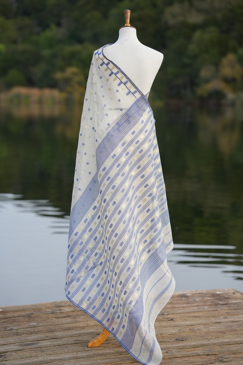 The Santorini Jamdani saree