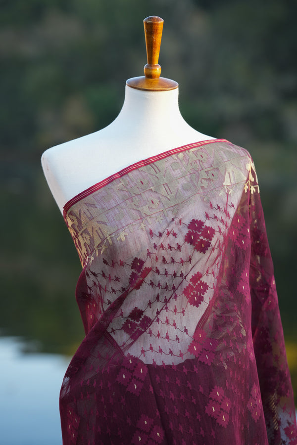 Wine Connoisseur Jamdani Saree