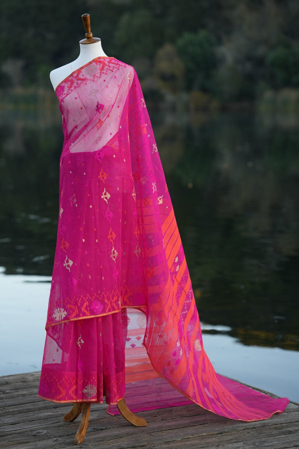 Pink Heirloom Jamdani Saree