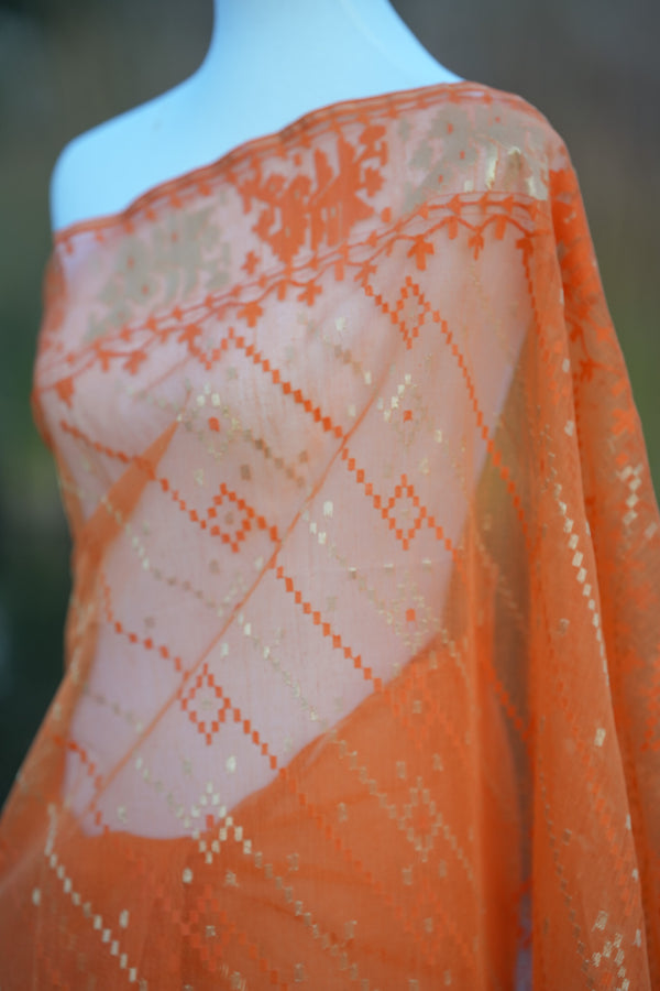 Sunkist Jamdani saree