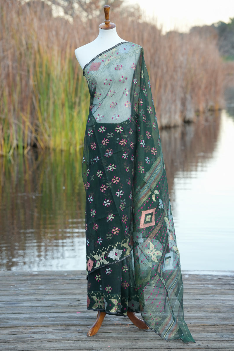 Green Jamdani Saree