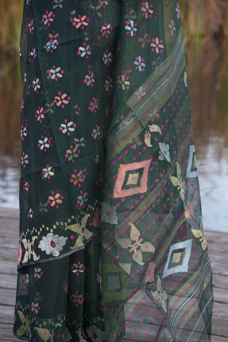 Green Jamdani Saree