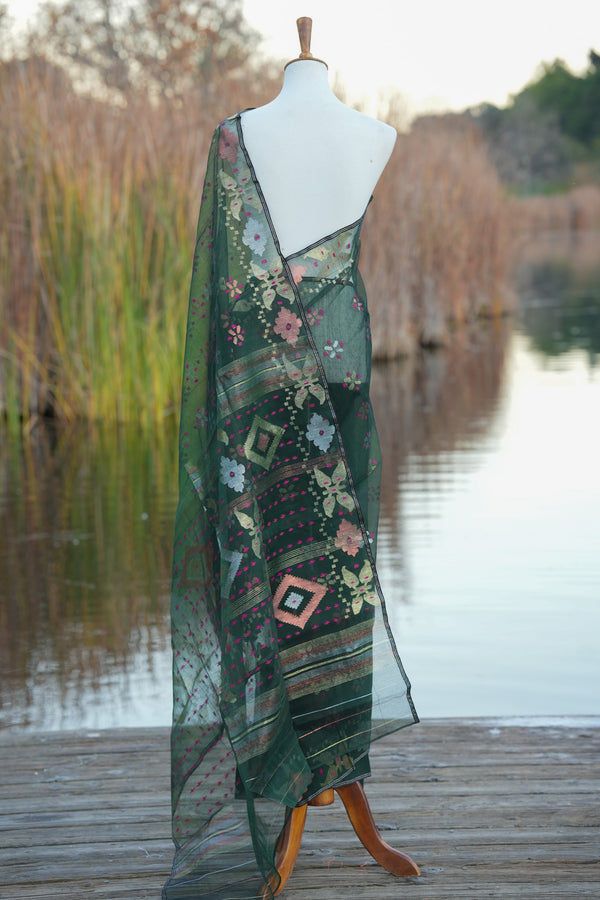 Green Jamdani Saree