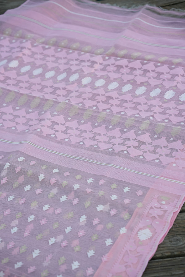 Pink Jamdani saree