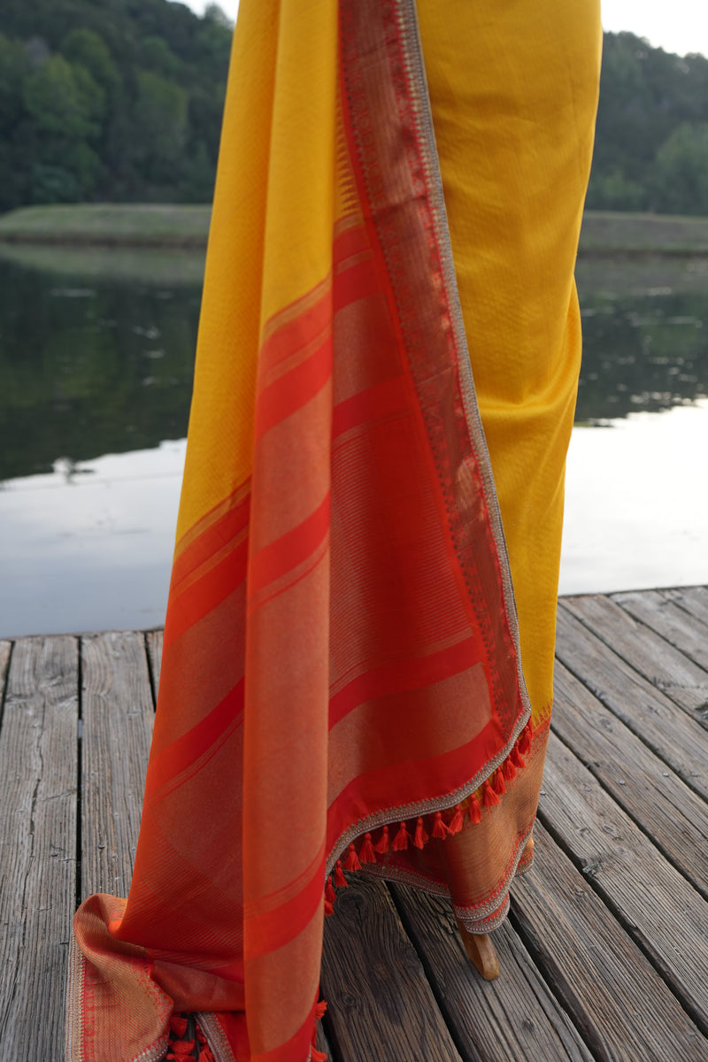 Sunset Kanjiveram Saree