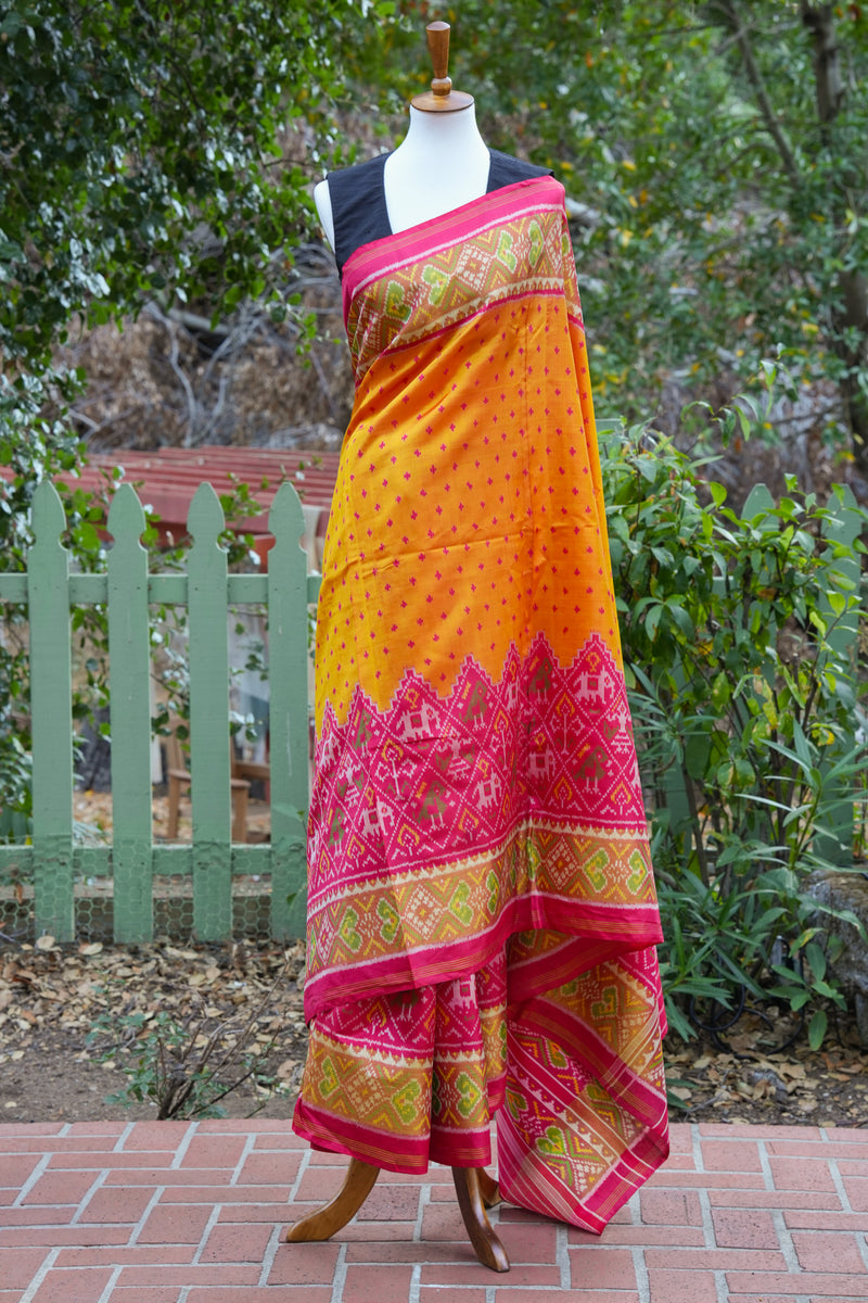 Saffron Pochampalli Saree