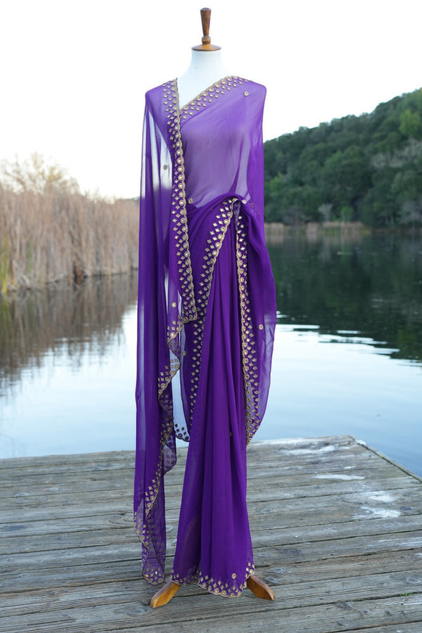 Purple Georgette Saree