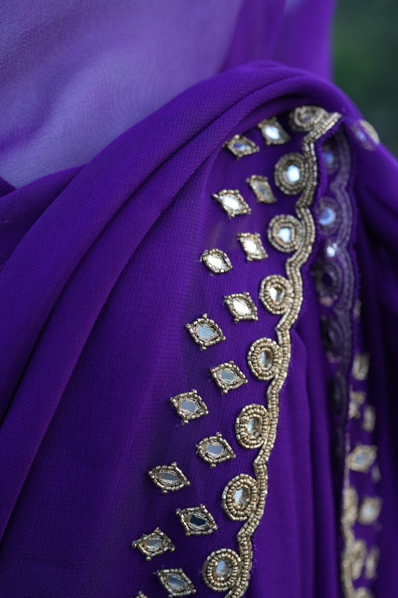 Purple Georgette Saree