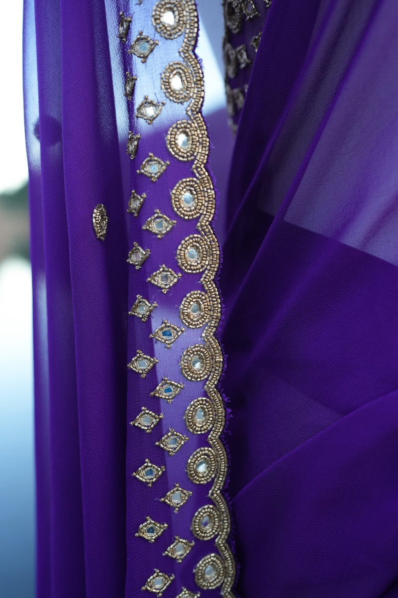 Purple Georgette Saree