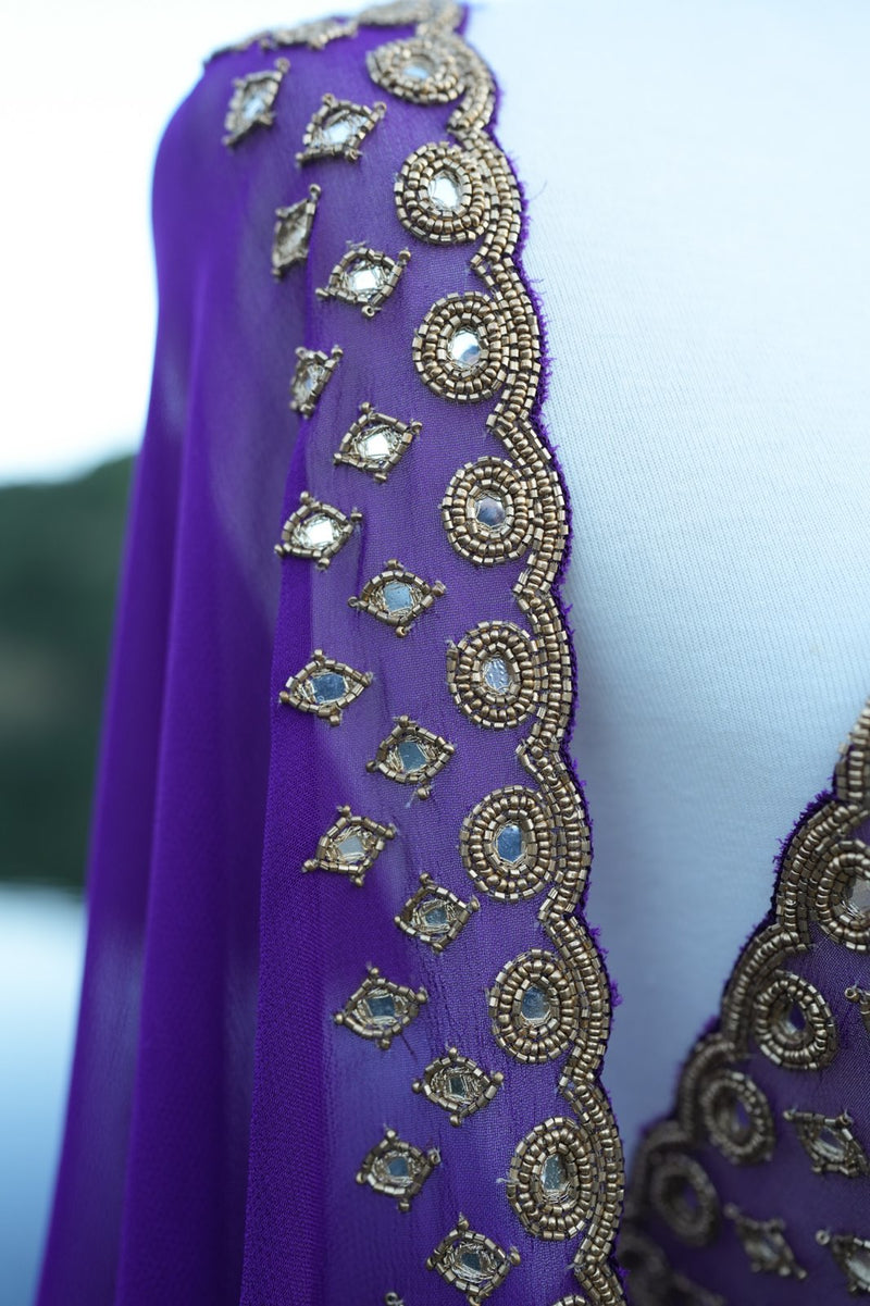 Purple Georgette Saree