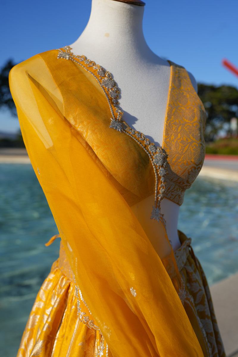 Sunshine Yellow Benarasi Lehenga Set