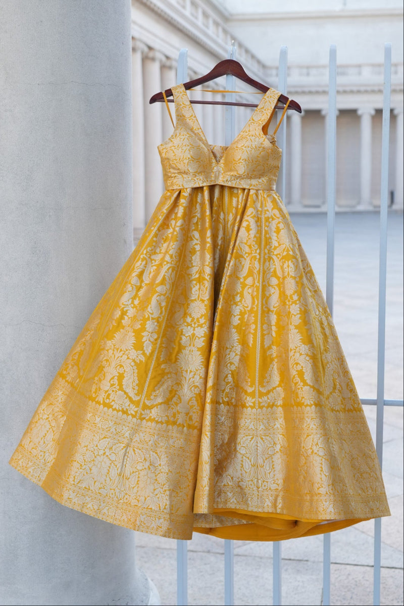 Sunshine Yellow Benarasi Lehenga Set