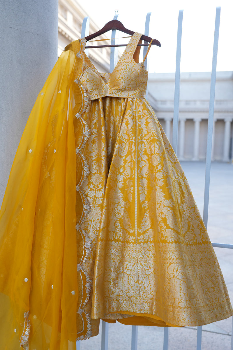 Sunshine Yellow Benarasi Lehenga Set