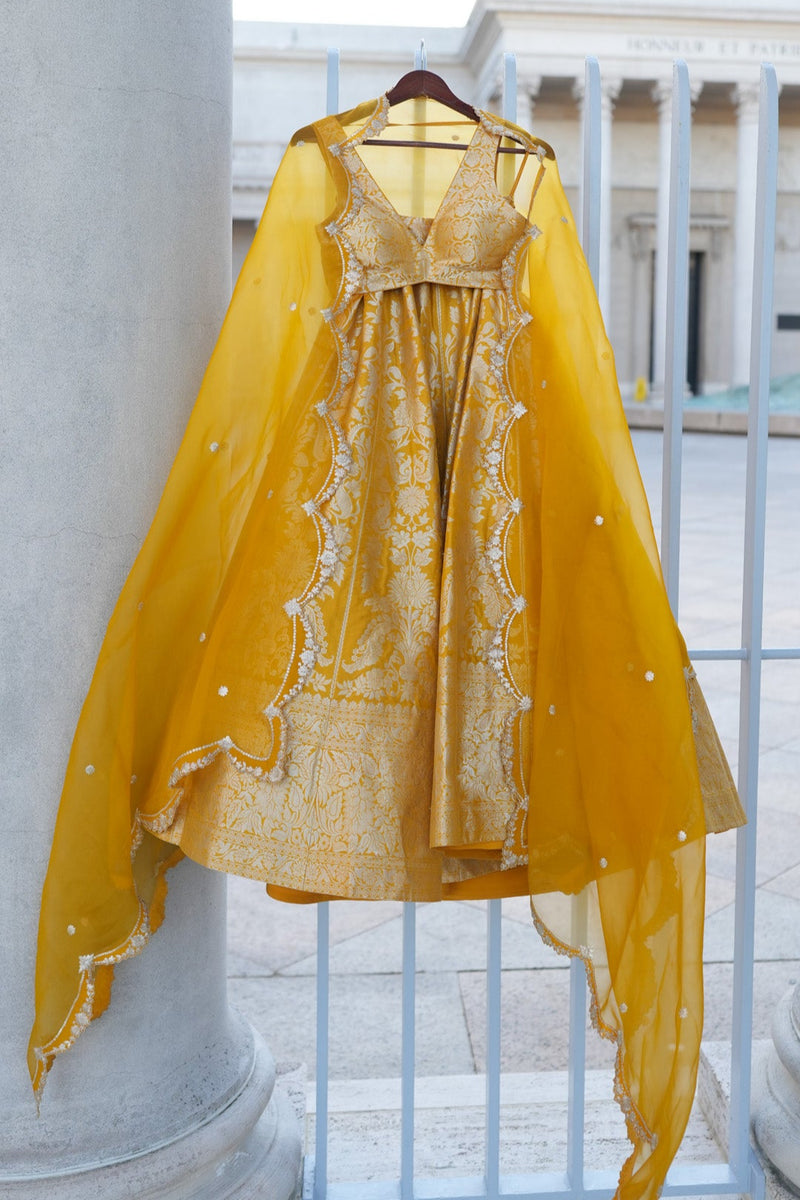 Sunshine Yellow Benarasi Lehenga Set