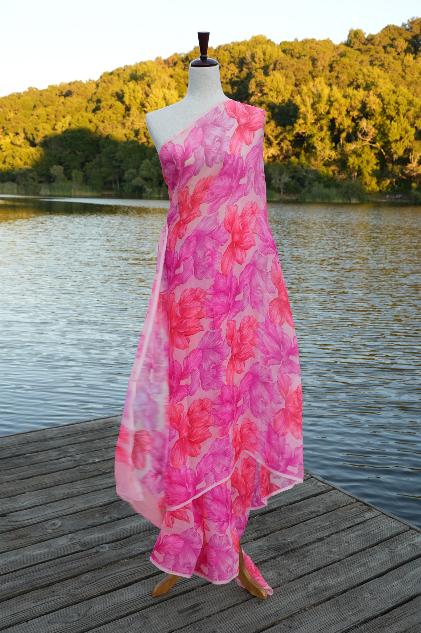Eiffel Tower chiffon saree