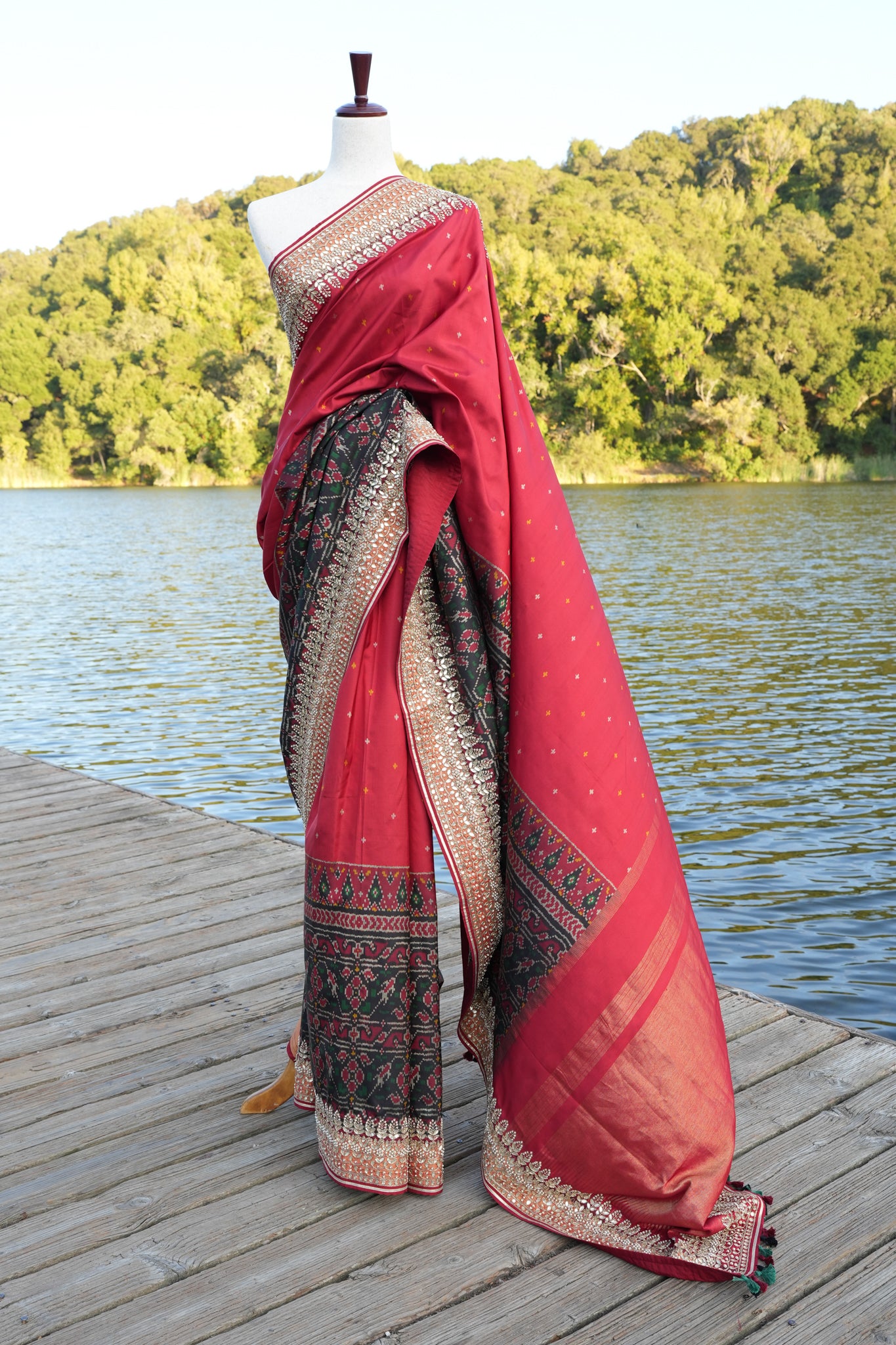Ikat Saree with hand embroidered border