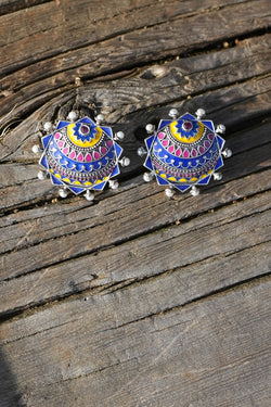 Tribe Amrapali Decagon Enamel Pearl Tribal Pop Ear Studs