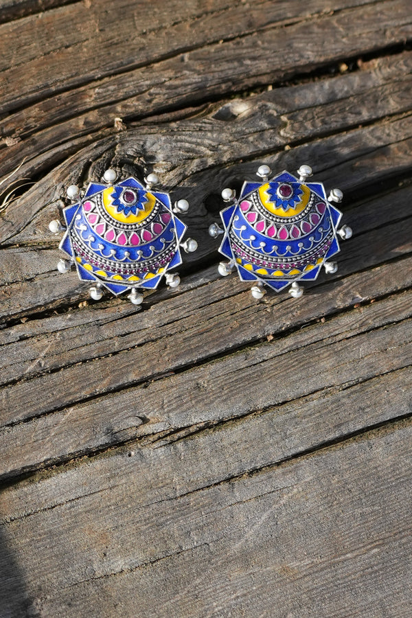 Tribe Amrapali Decagon Enamel Pearl Tribal Pop Ear Studs