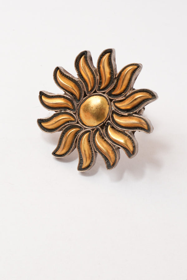 Silver Two Tone Sun Ring