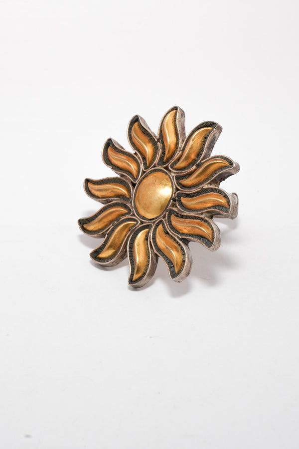 Silver Two Tone Sun Ring