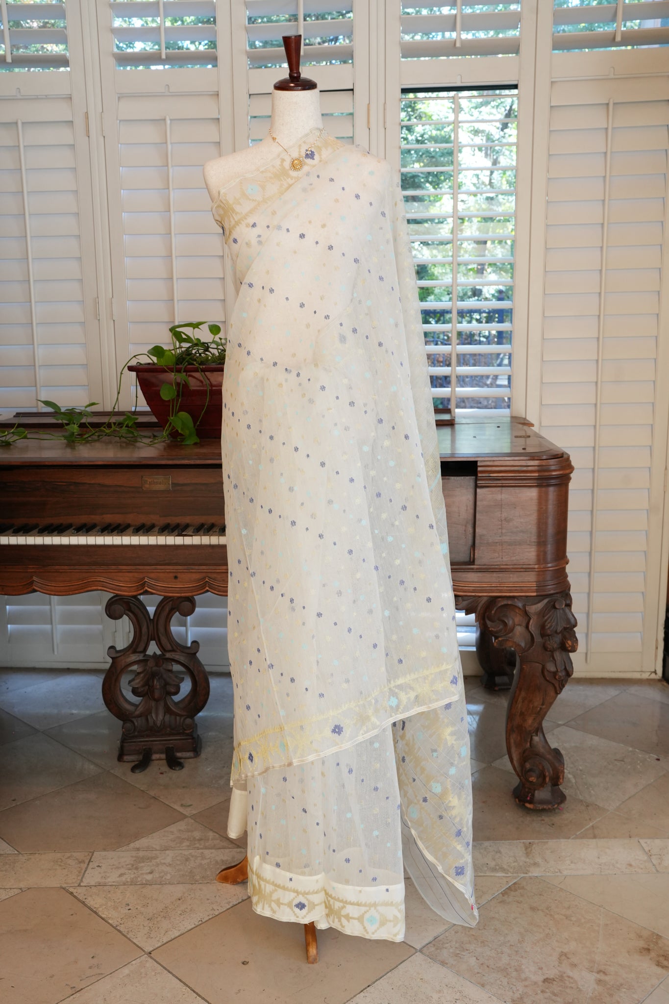 Cumulus Clouds Jamdani saree