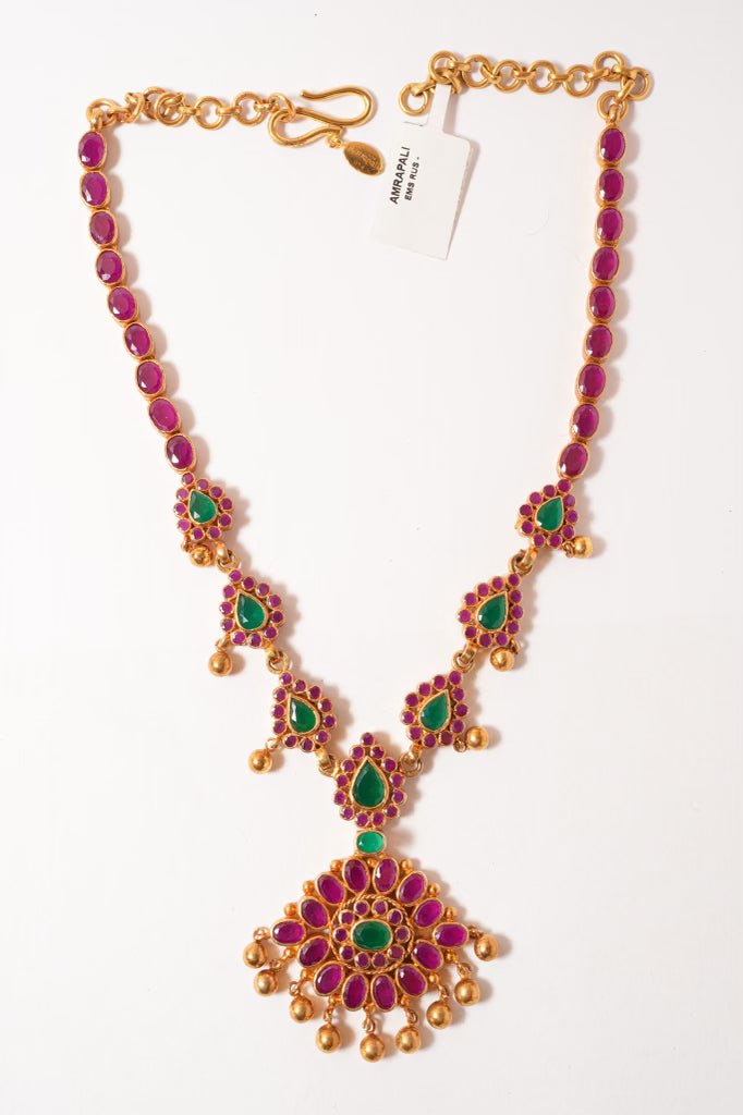 Silver Gold Plated Colored Glass Necklace