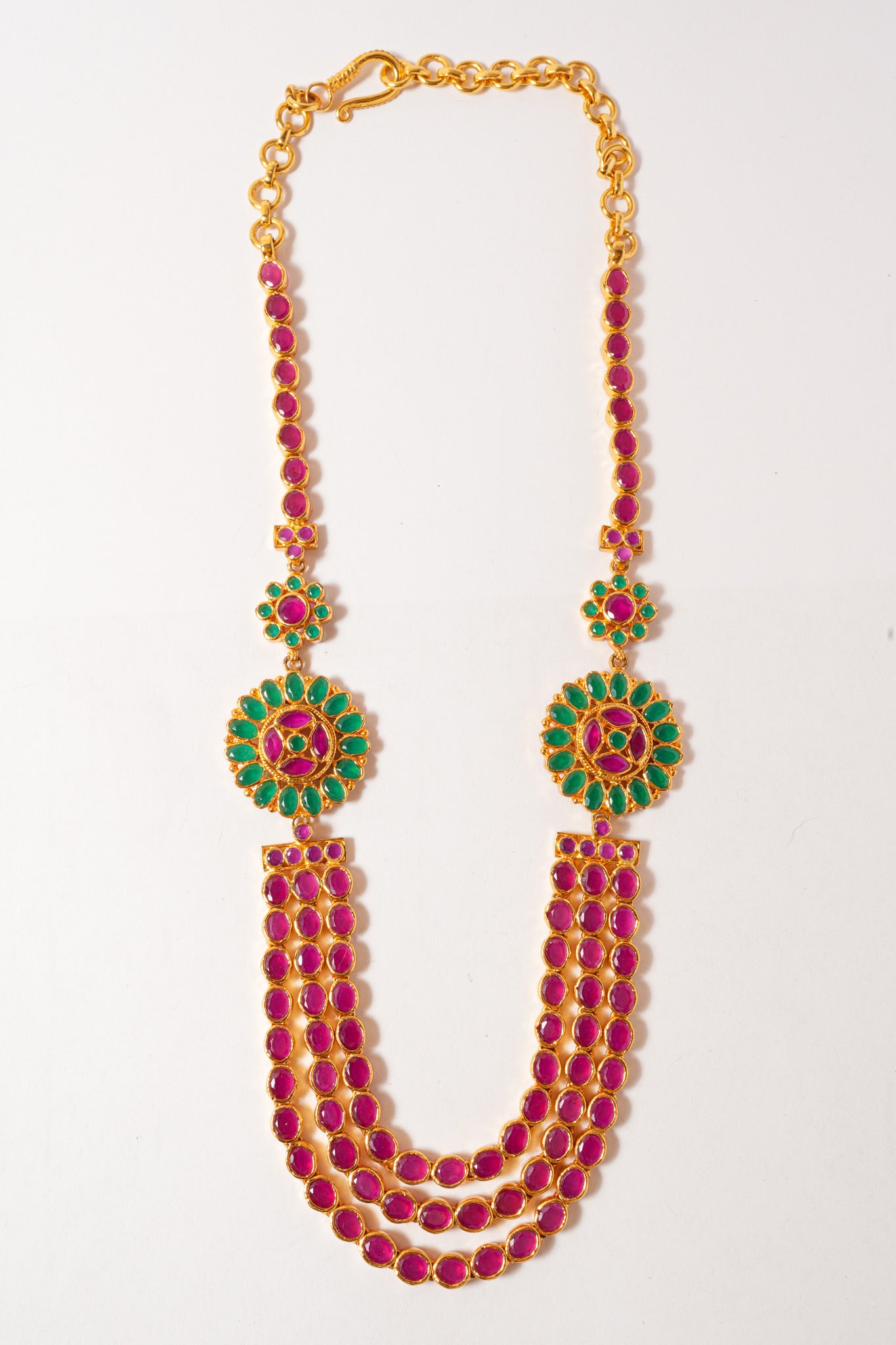 Silver Gold Plated Colored Glass Necklace