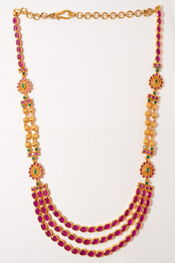 Silver Gold Plated Colored Glass Necklace