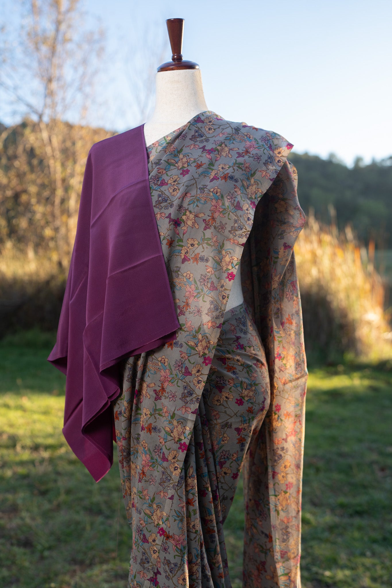 Printed chiffon saree