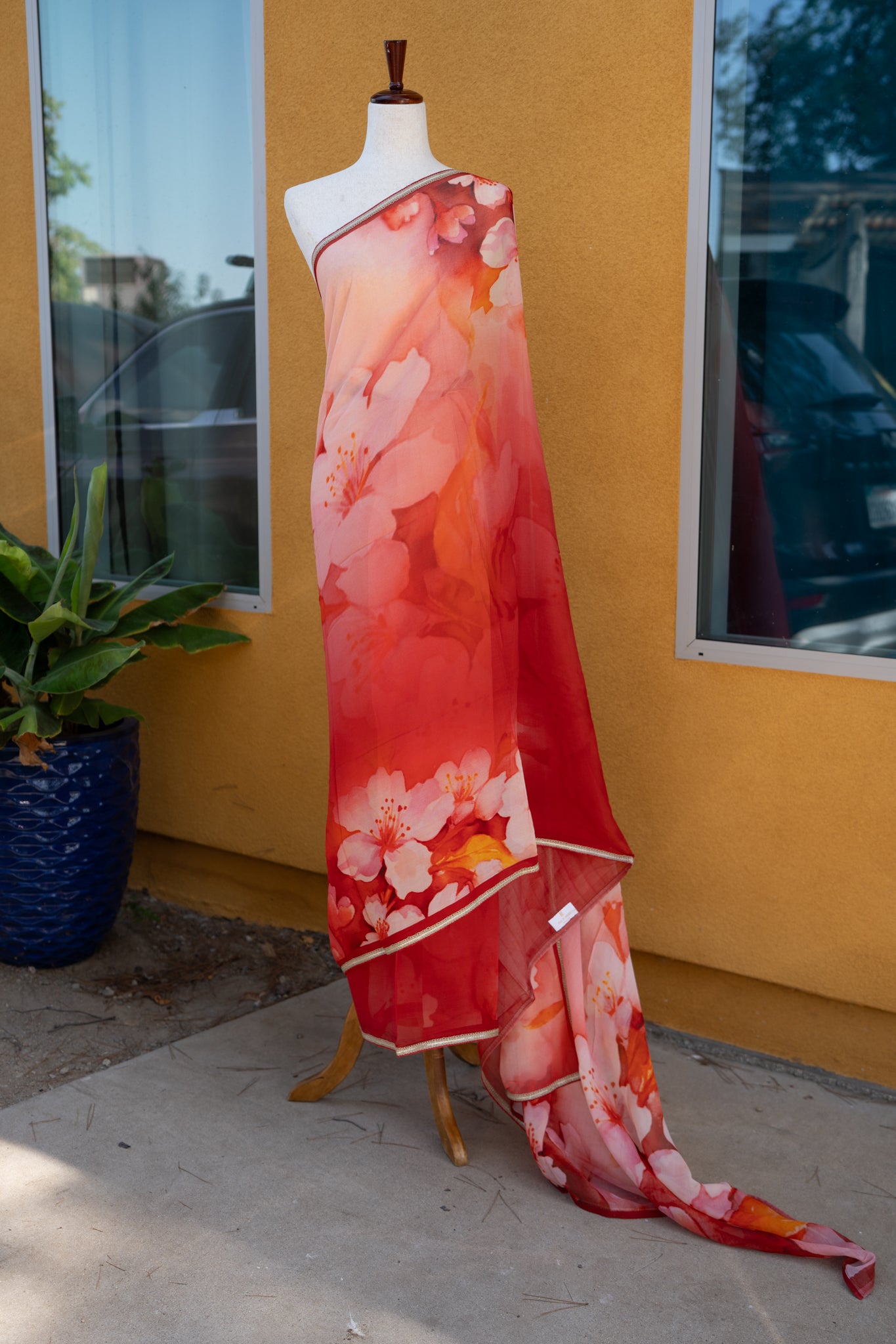 Printed chiffon saree