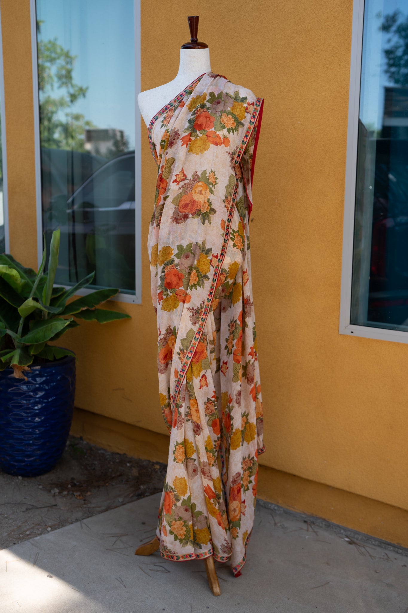 Printed chiffon saree