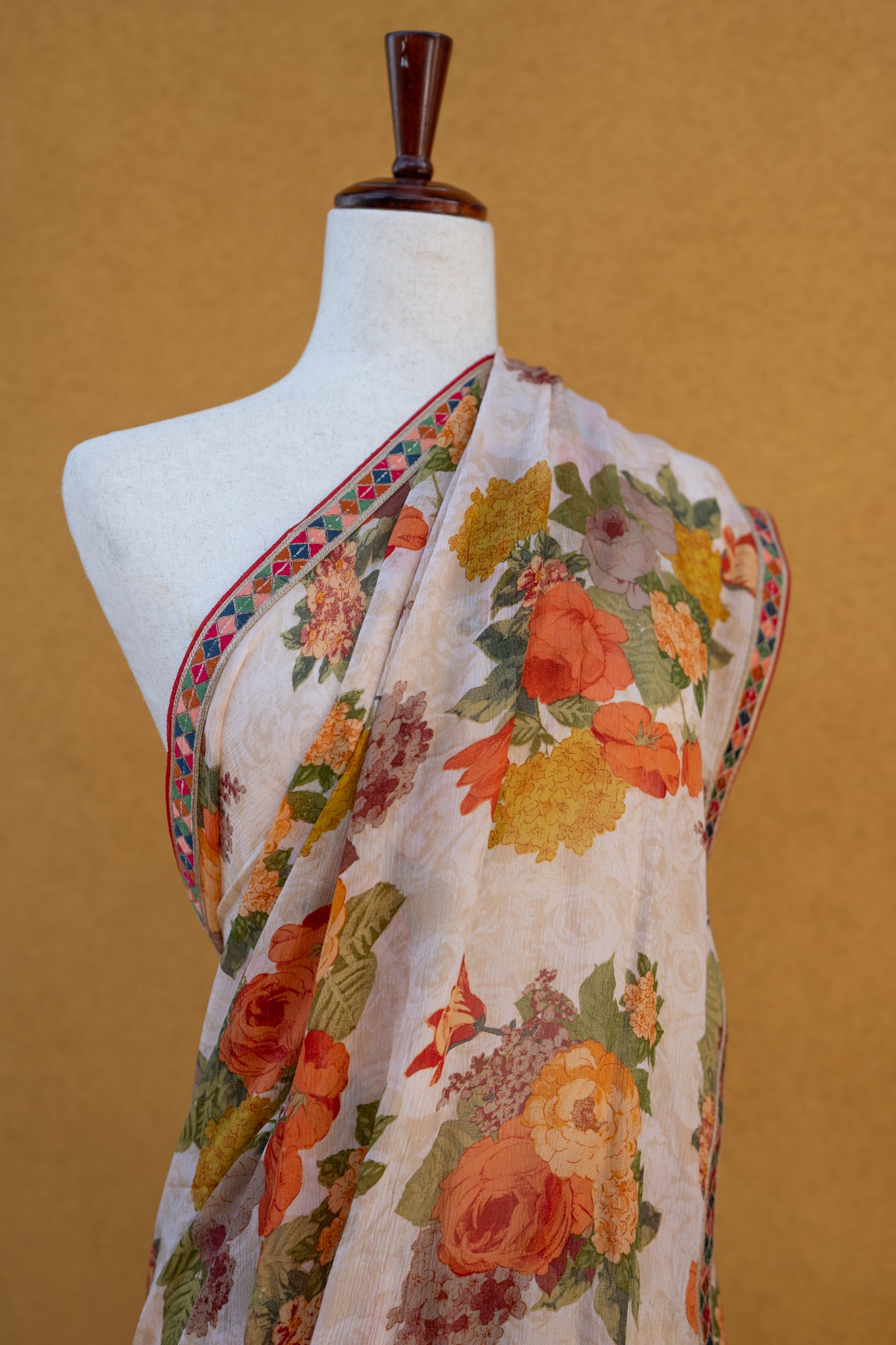Printed chiffon saree