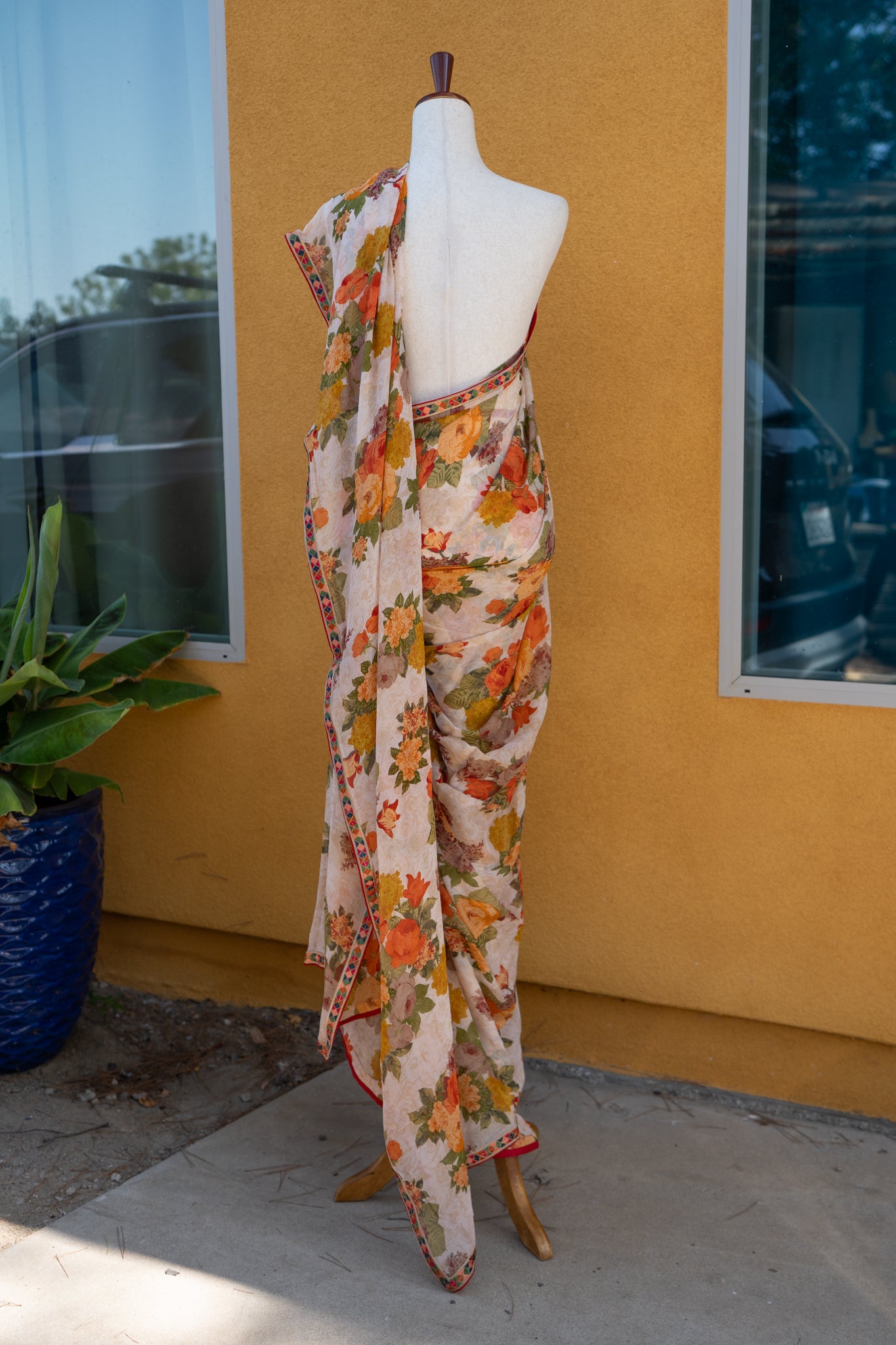Printed chiffon saree