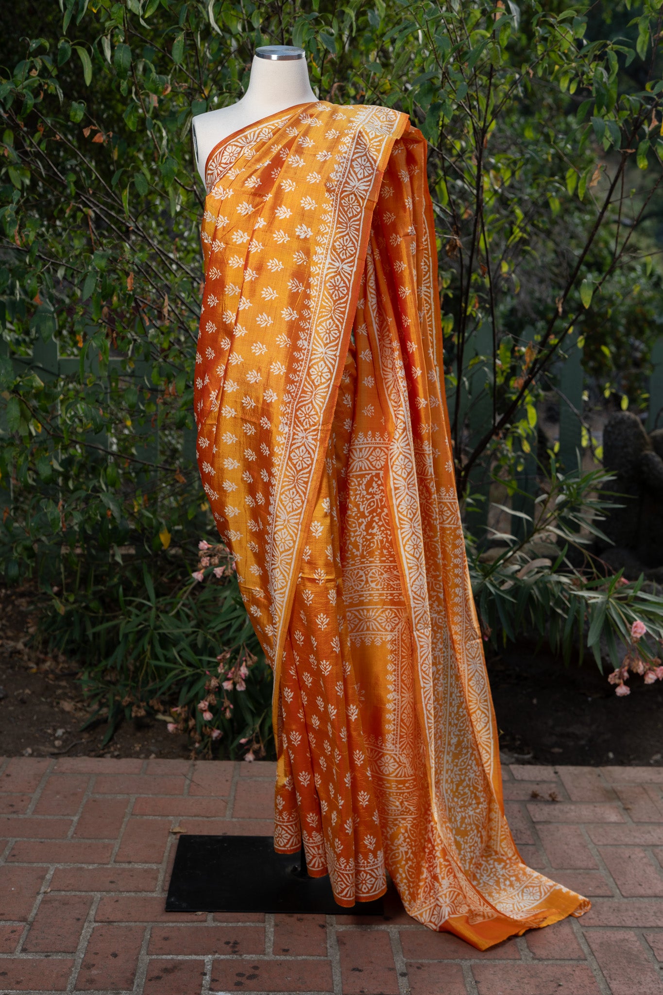 Orange Murshidabad Silk Saree