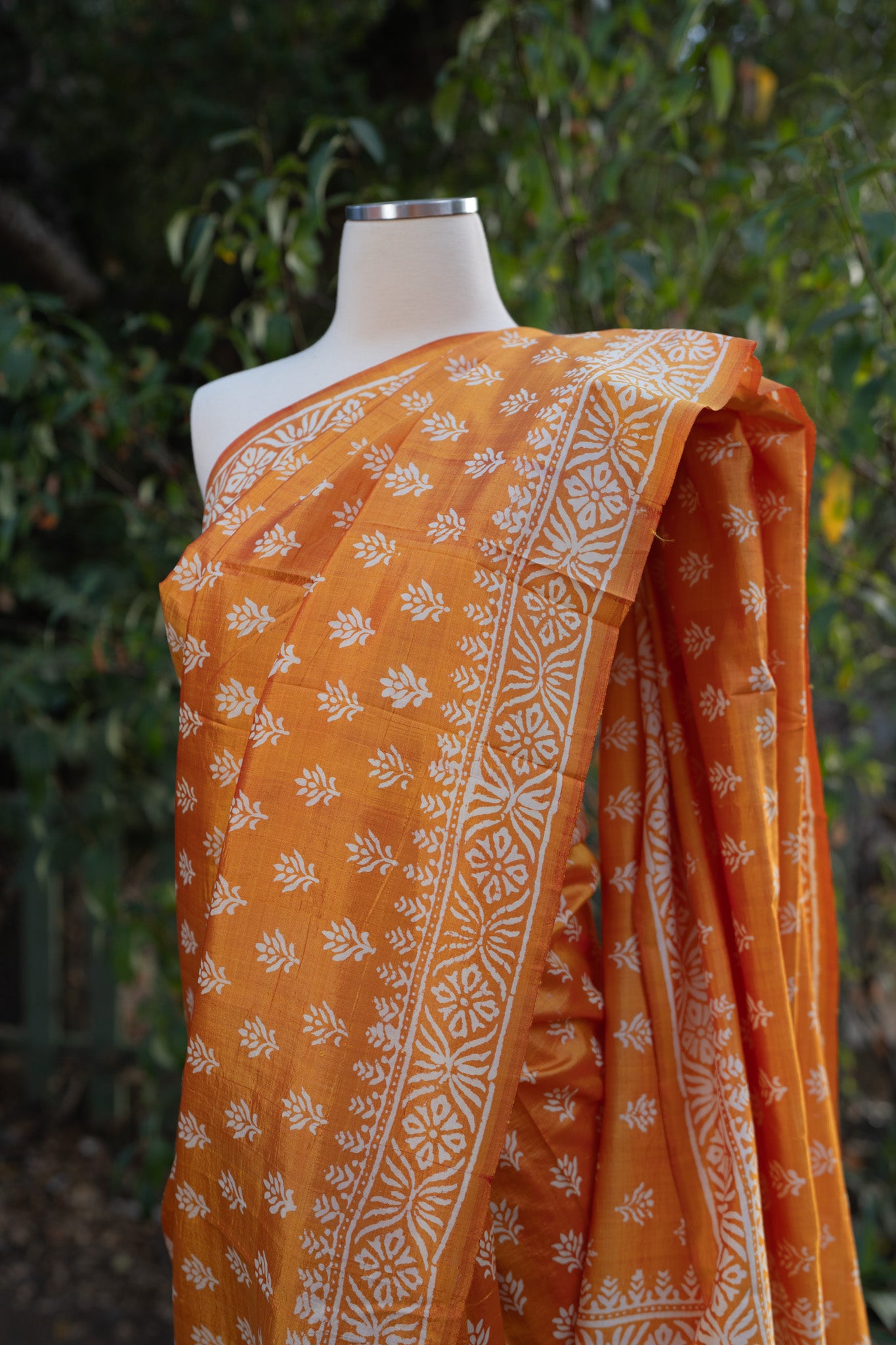 Orange Murshidabad Silk Saree