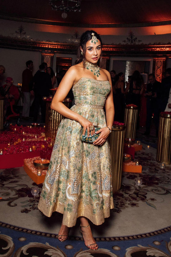 Avasa Hand-painted Pichhwai Silk Dress - Gold