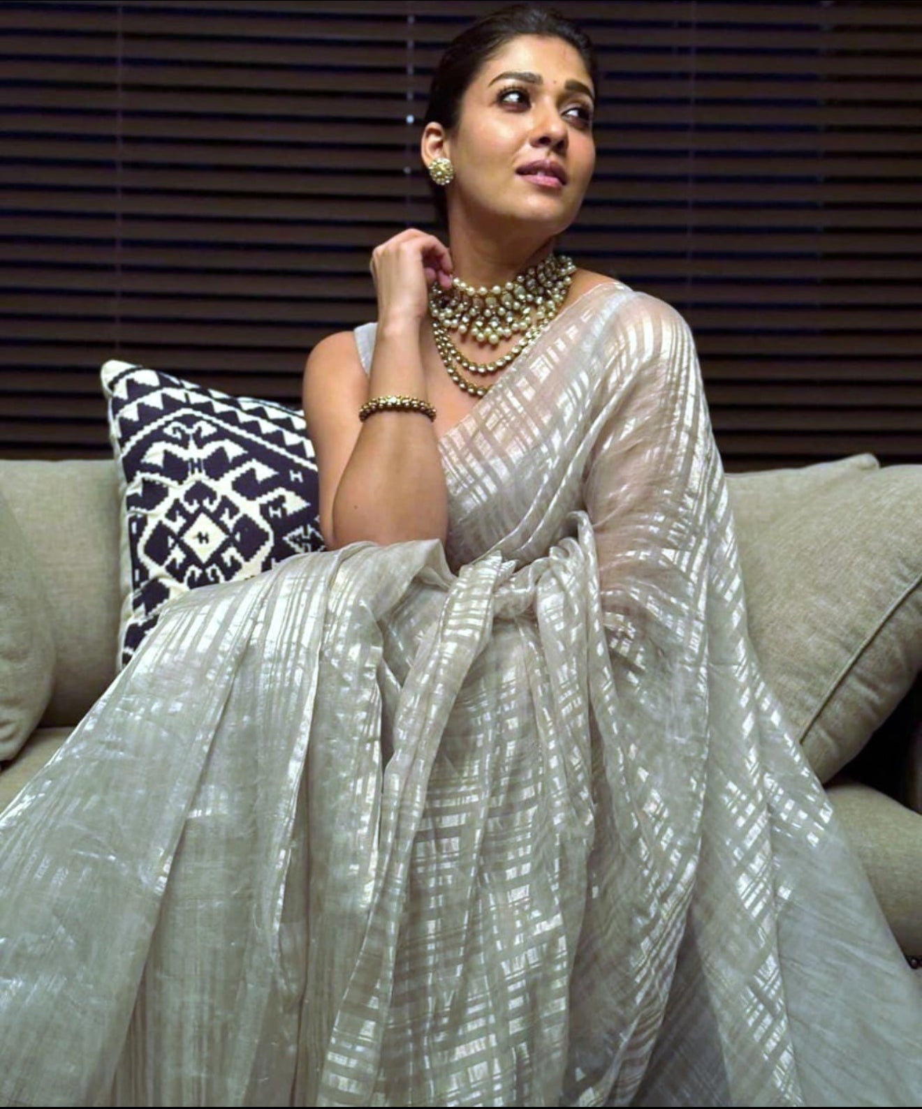 Silver Grey Chanderi Saree