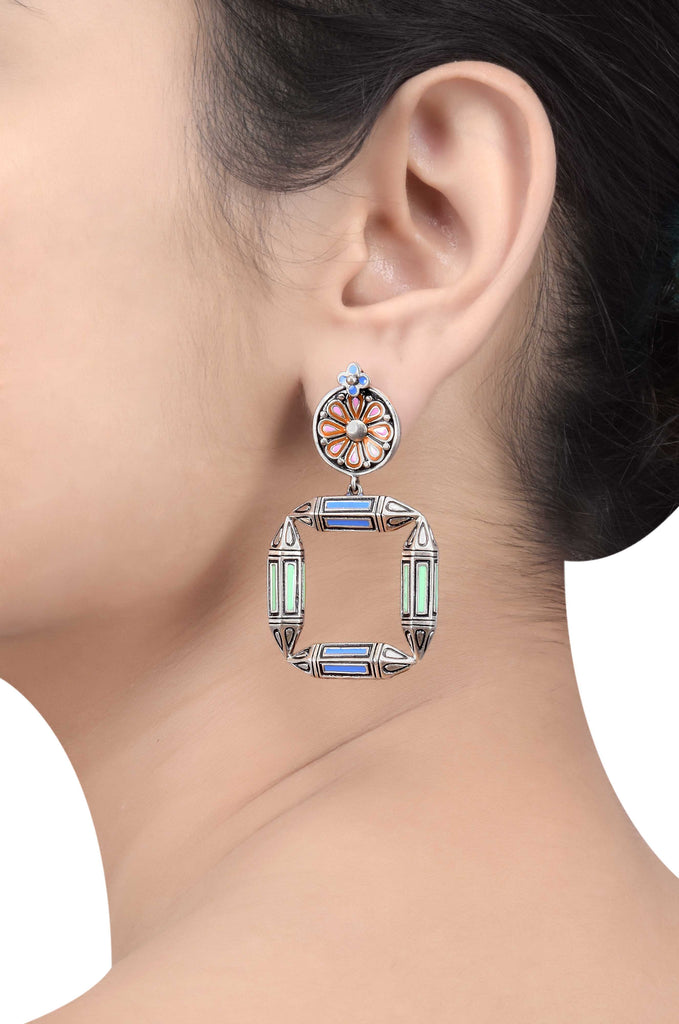 Multi Enamel Chandrika Flower Taveez Earrings