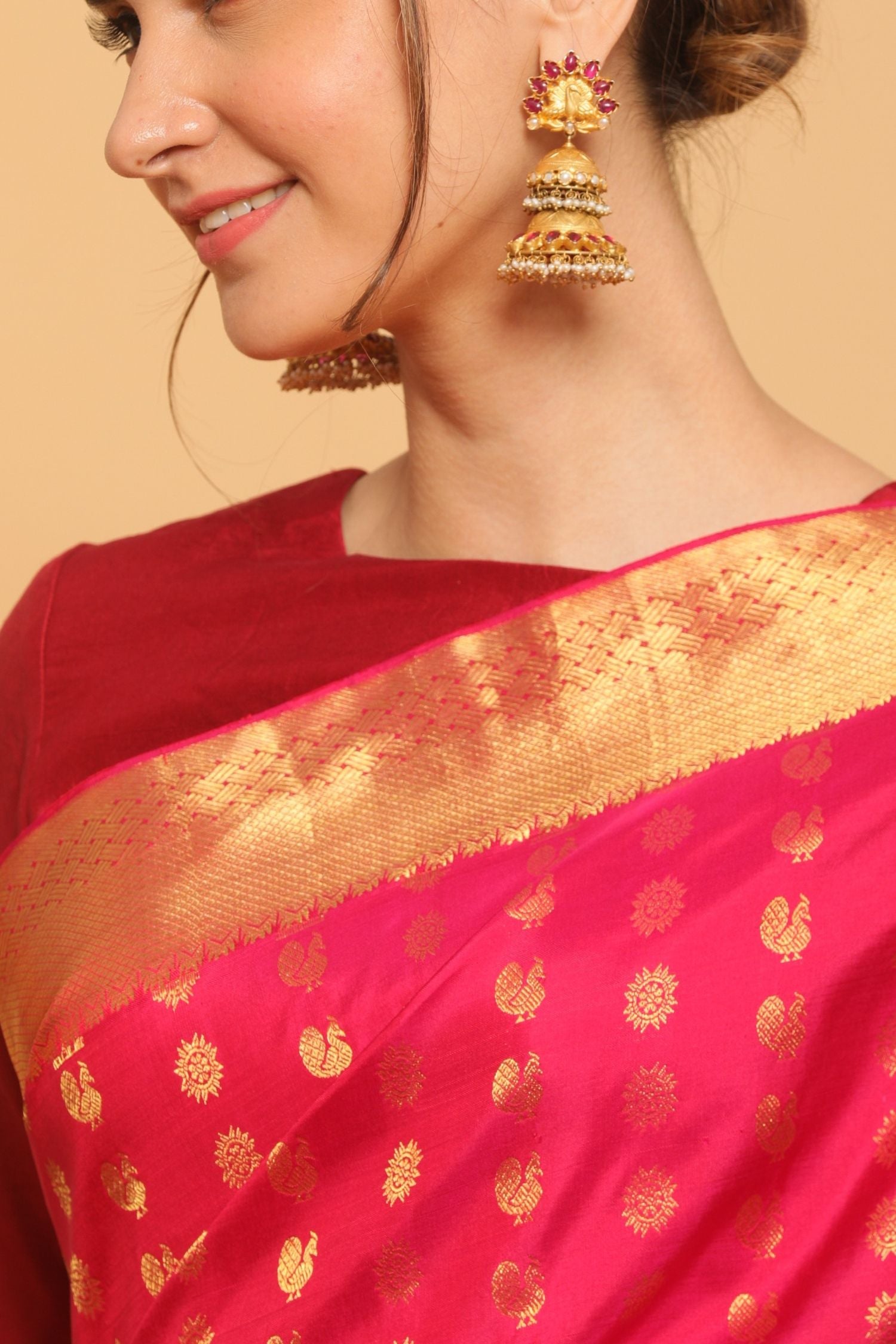 Silver Gold Plated Jhumka Earrings