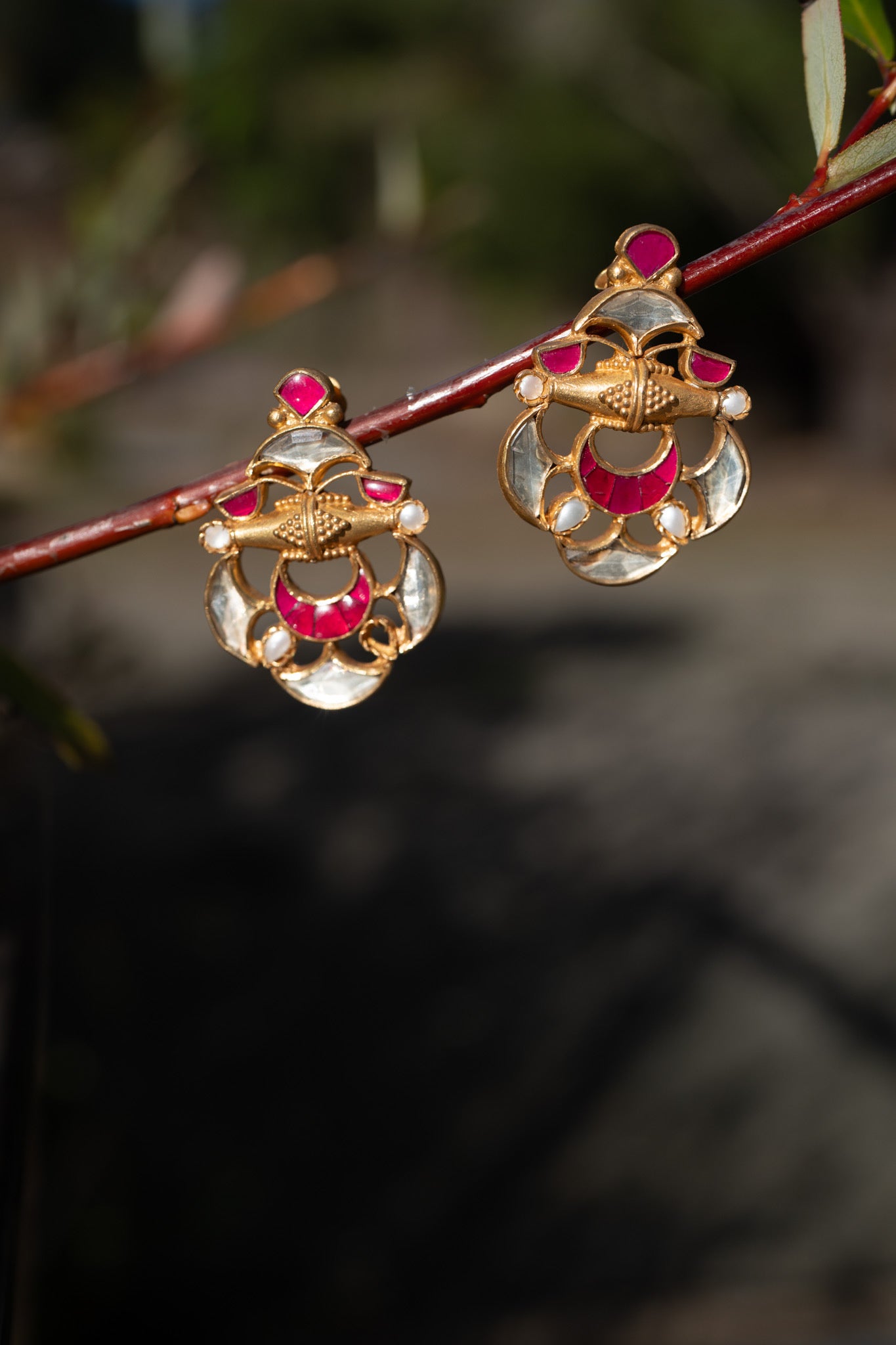 Silver Gold Plated Glass Earrings