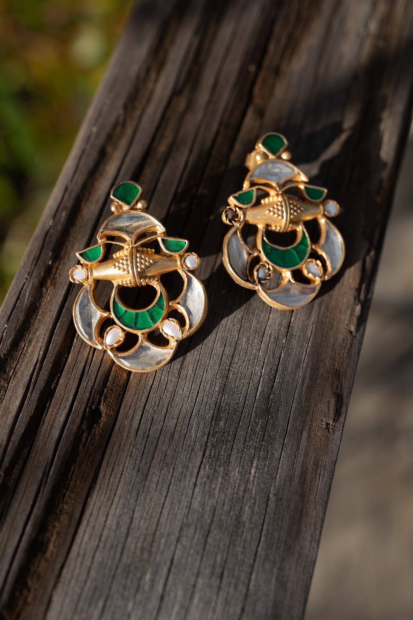 Silver Gold Plated Glass Earrings