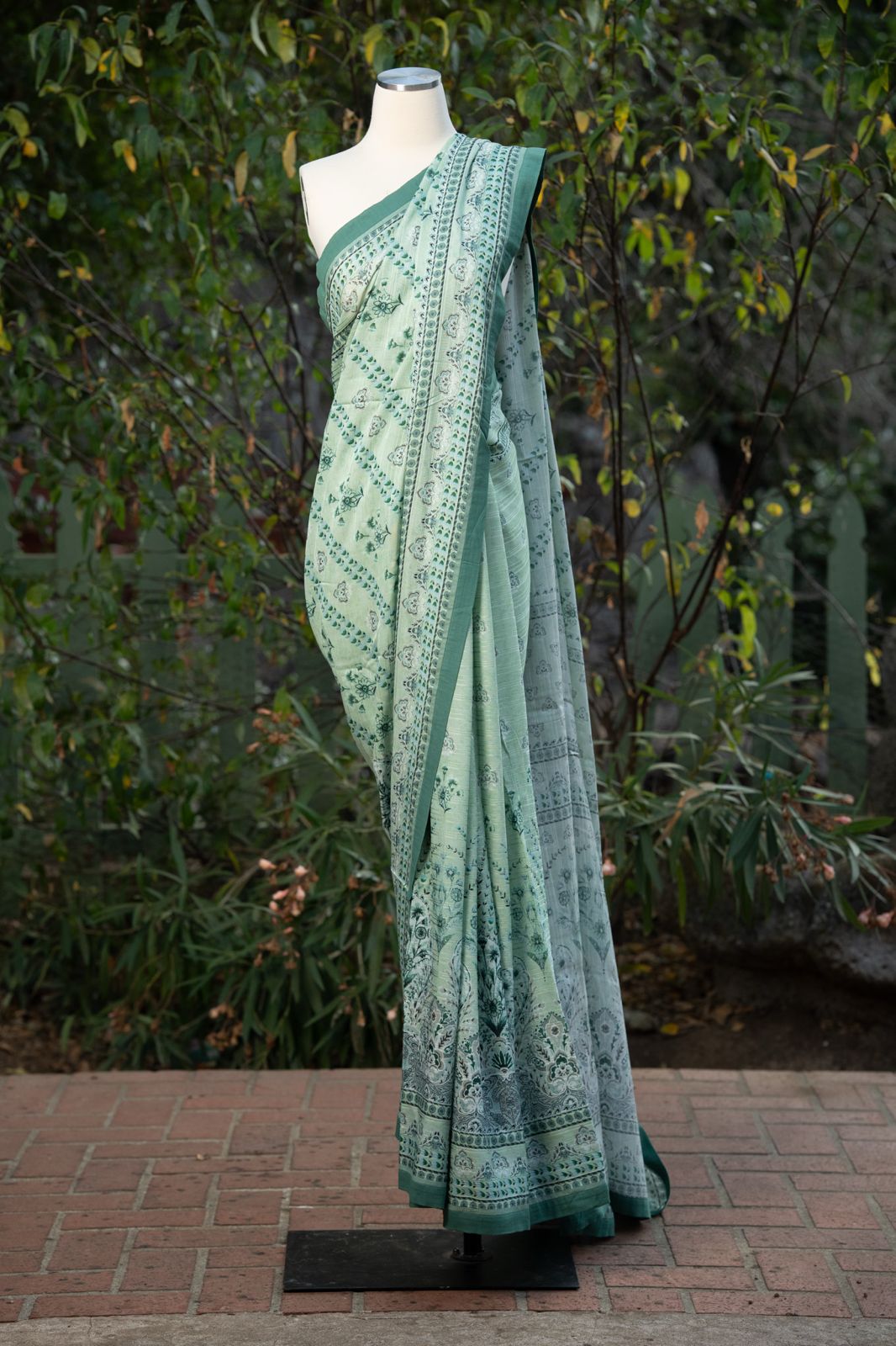 Ritu Kumar Green Floral Print Saree