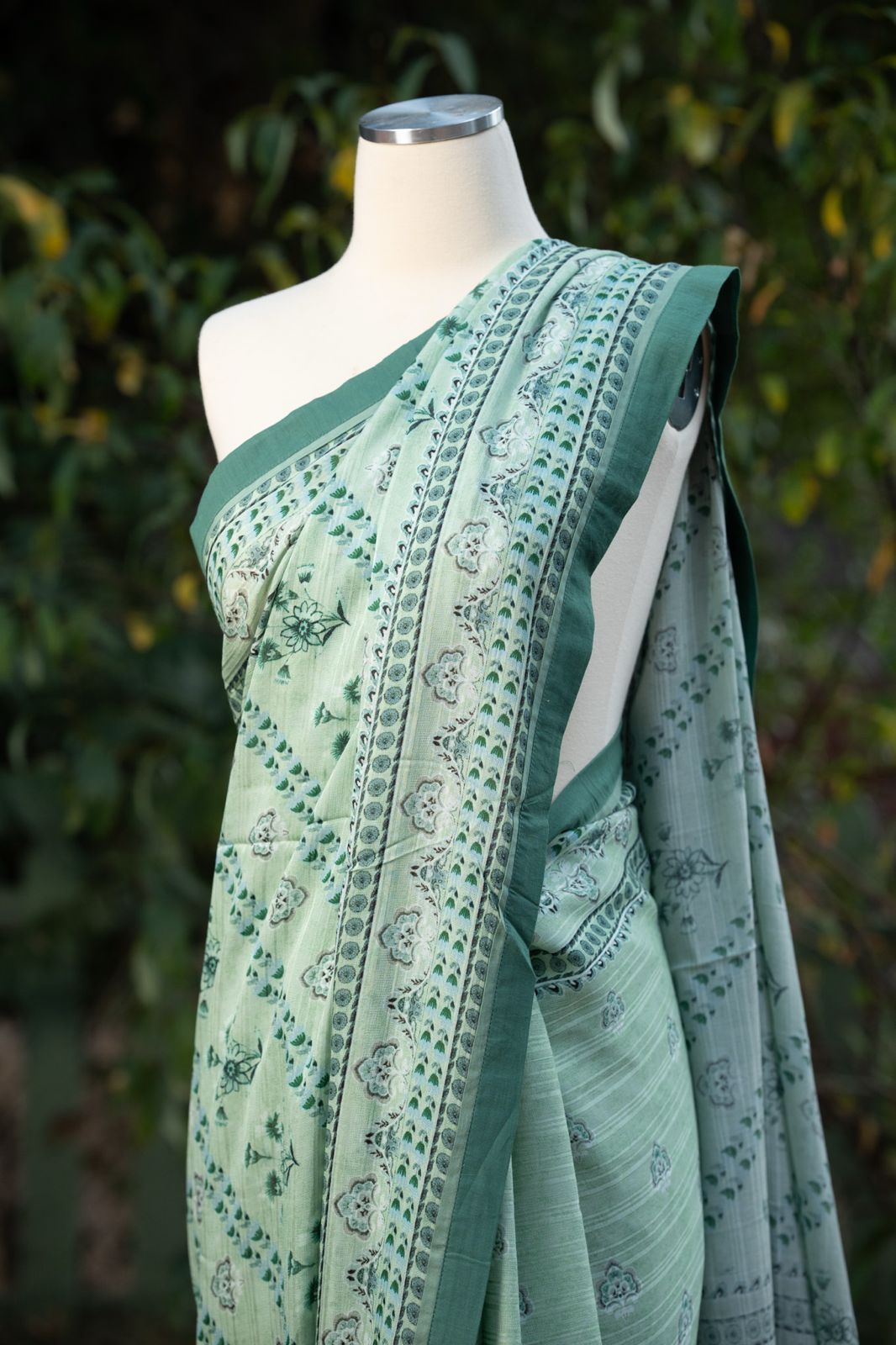 Ritu Kumar Green Floral Print Saree