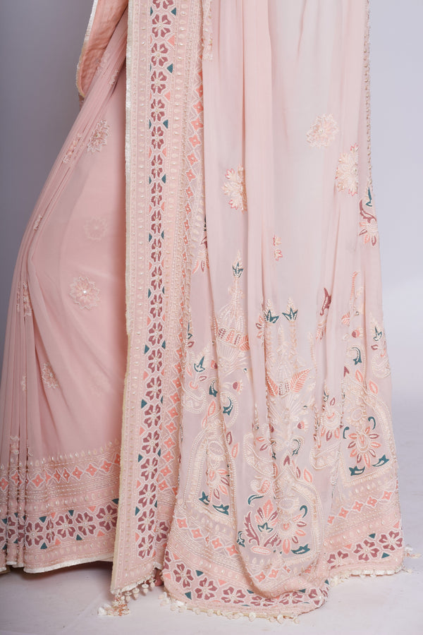 Pink Georgette Tarun Tahiliani Saree