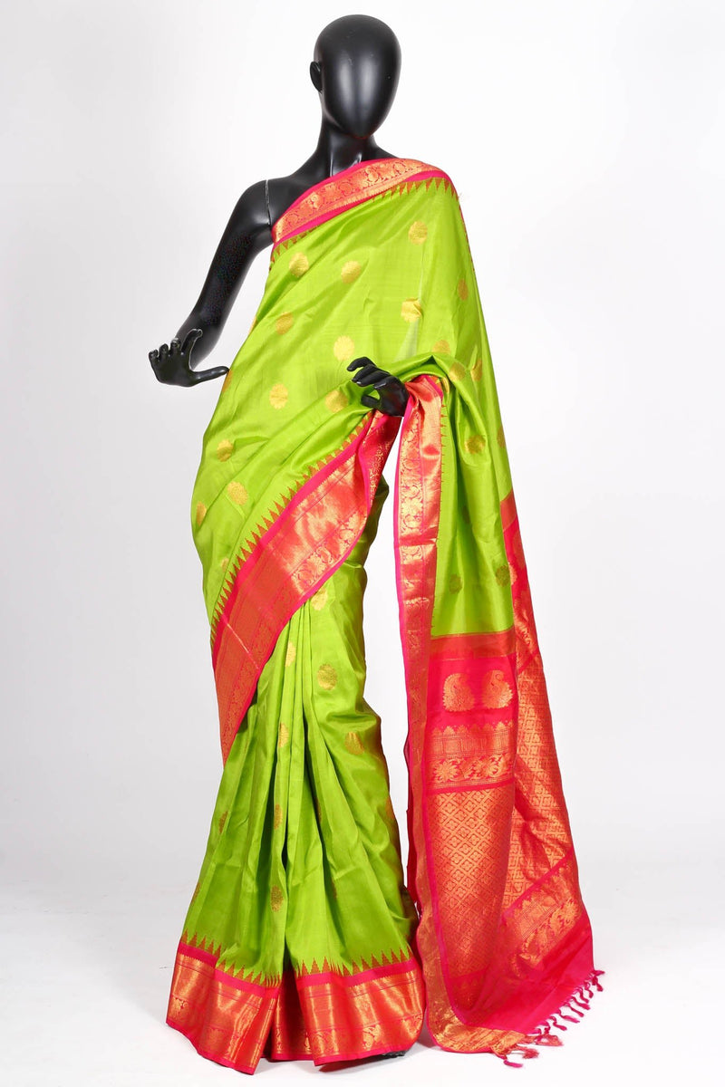 Green gadwal saree