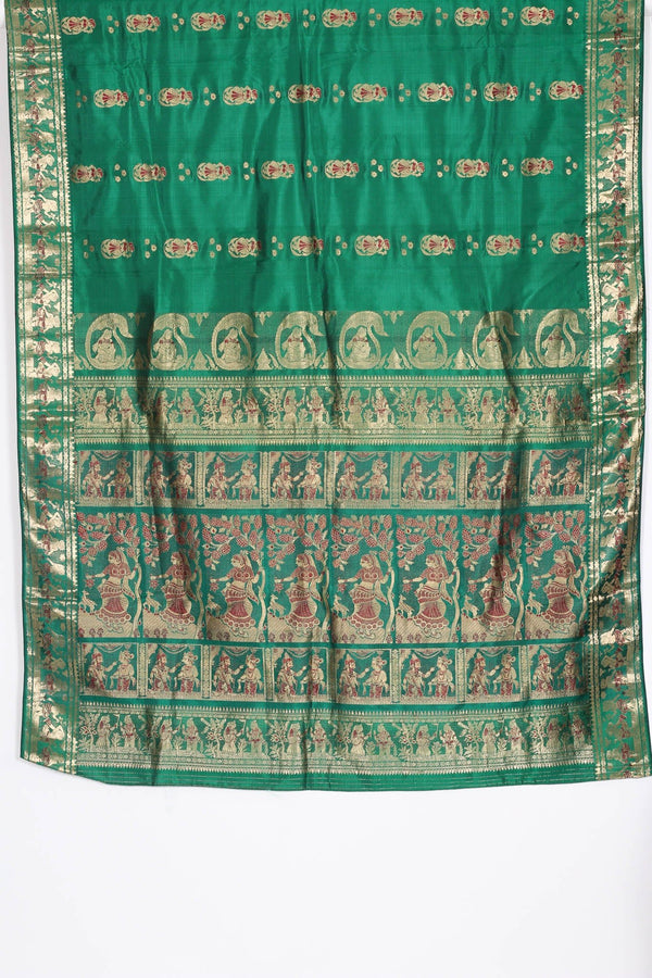 Green silk baluchari saree